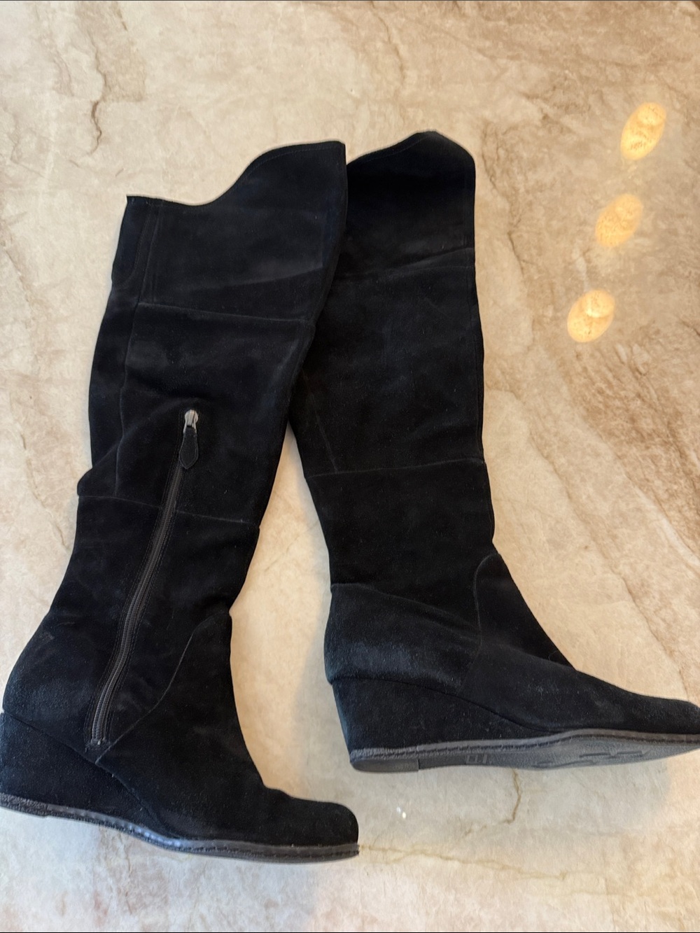 Franco Sarto Black Suede Over-the-Knee Wedge Boots